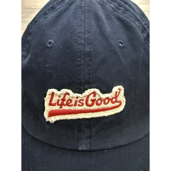 LIFE IS GOOD Unisex Navy Blue 100% Cotton Adjustable Strapback Hat Baseball Cap - Picture 3 of 9
